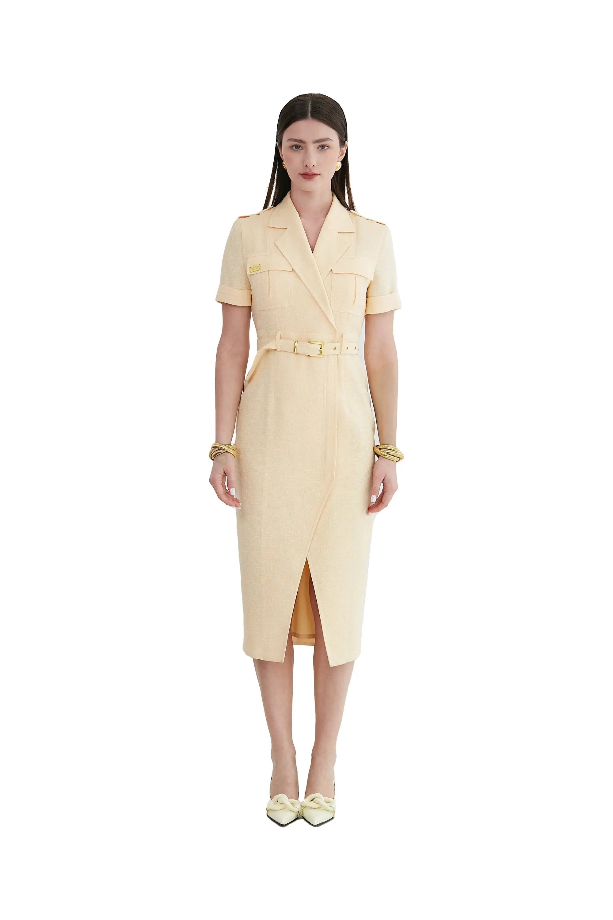 Women’s Summer Temperament Elegance with Nipped Waists V-neck Suit ULA
